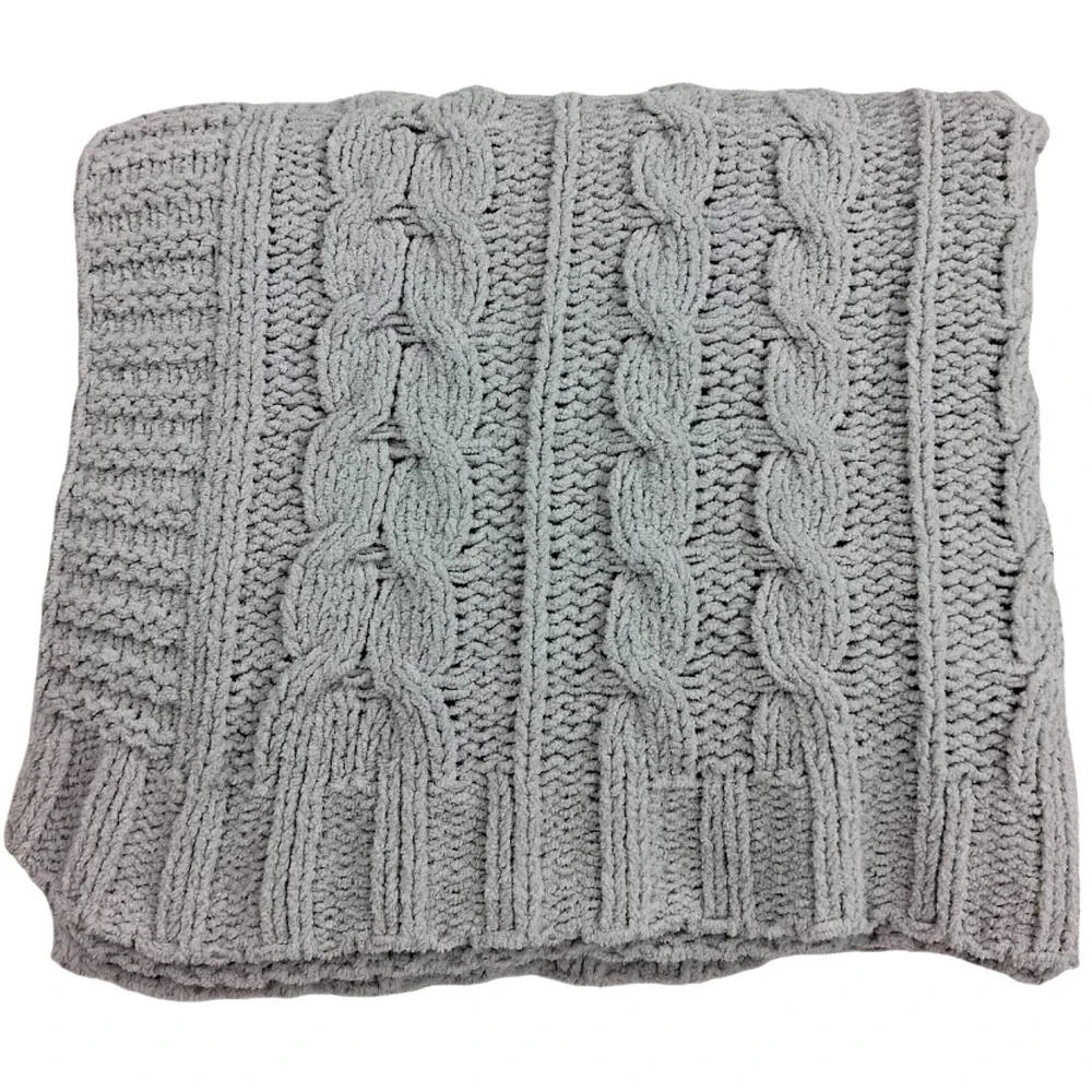 Manhattan Kids Baby Gray Cable Knit Blanket Soft Security‎ Lovey Unisex Solid